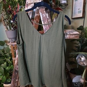 a.n.a Olive Green V-Neck Tank Top